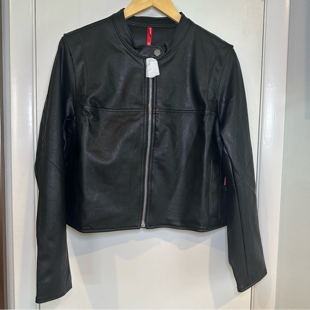 Spanx Leather-Like Black Moto Jacket. Size: XL. NWT. - Picture 4 of 10